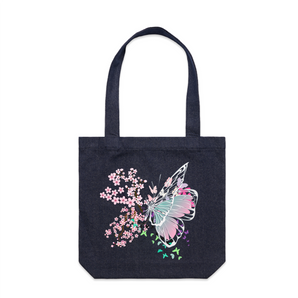Denim Carrie Tote butterfly
