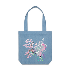Denim Carrie Tote butterfly